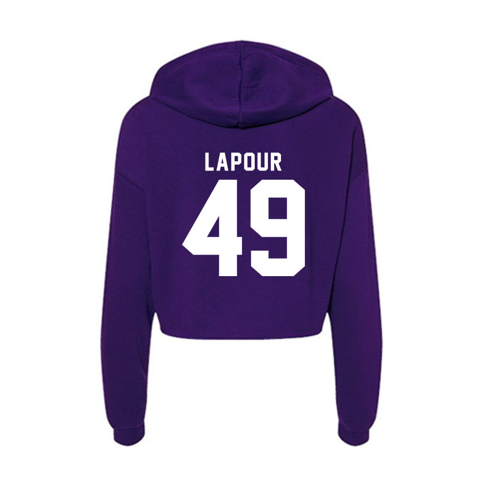 TCU - NCAA Baseball : Tommy LaPour - Women's Crop Fleece Hoodie-1