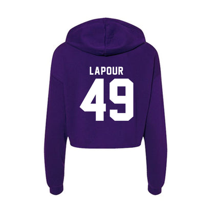 TCU - NCAA Baseball : Tommy LaPour - Women's Crop Fleece Hoodie-1