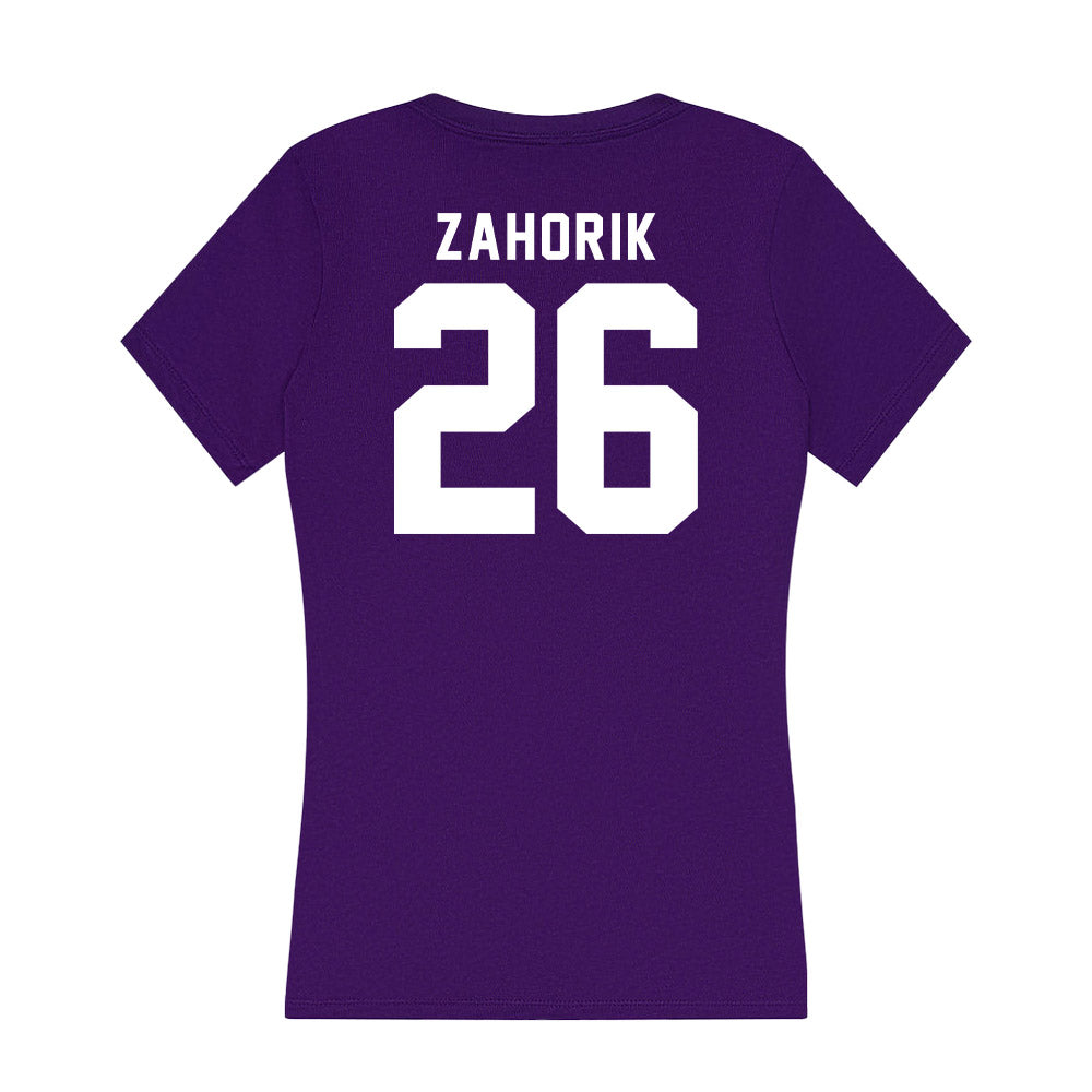 TCU - NCAA Equestrian : Victoria Zahorik - Women's V-Neck T-Shirt-1