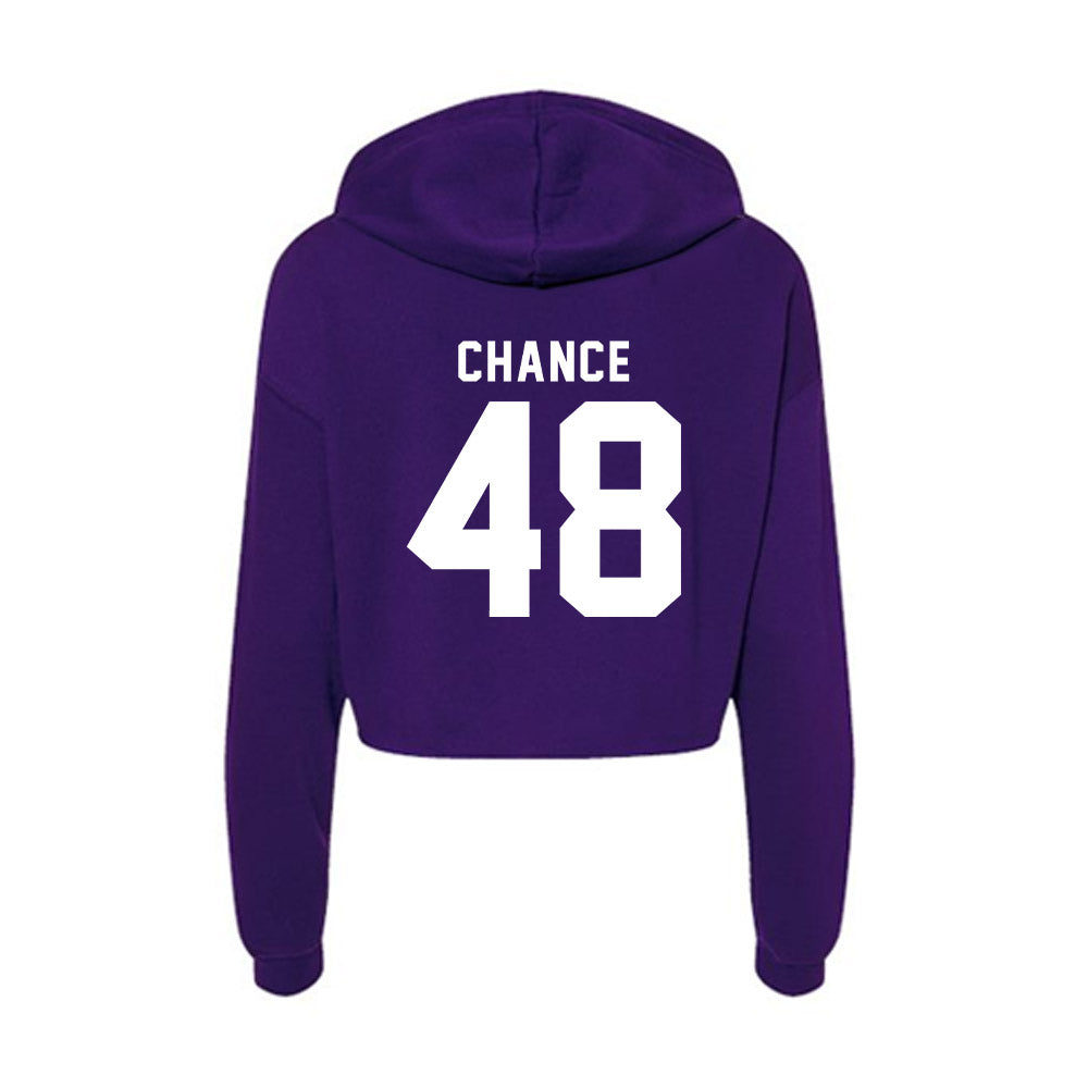 TCU - NCAA Football : John Chance - Women's Crop Fleece Hooded Sweatshirt-1
