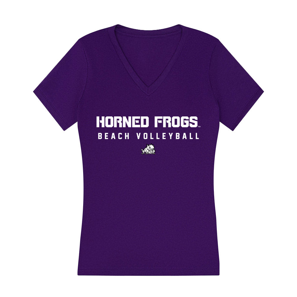 TCU - NCAA Beach Volleyball : Britain Taylor - Women's V-Neck T-Shirt-0