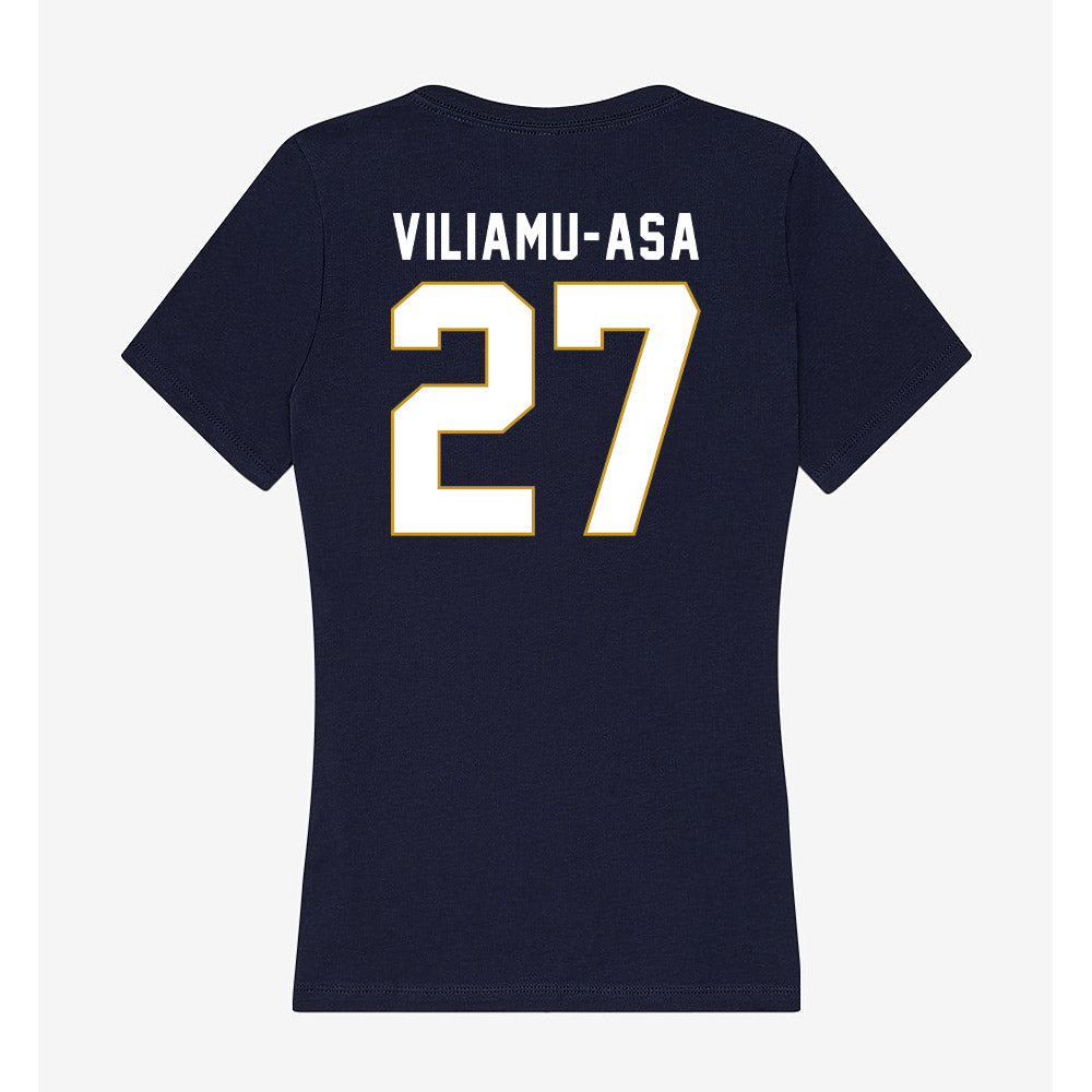 Notre Dame - NCAA Football : Kyngstonn Viliamu-Asa - Women's V-Neck T-Shirt-1