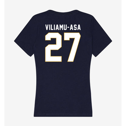 Notre Dame - NCAA Football : Kyngstonn Viliamu-Asa - Women's V-Neck T-Shirt-1