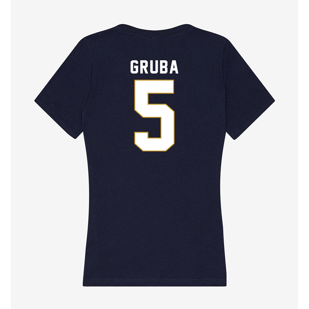 Notre Dame - NCAA Men's Ice Hockey : Leo Gruba - Women's V-Neck T-Shirt-1