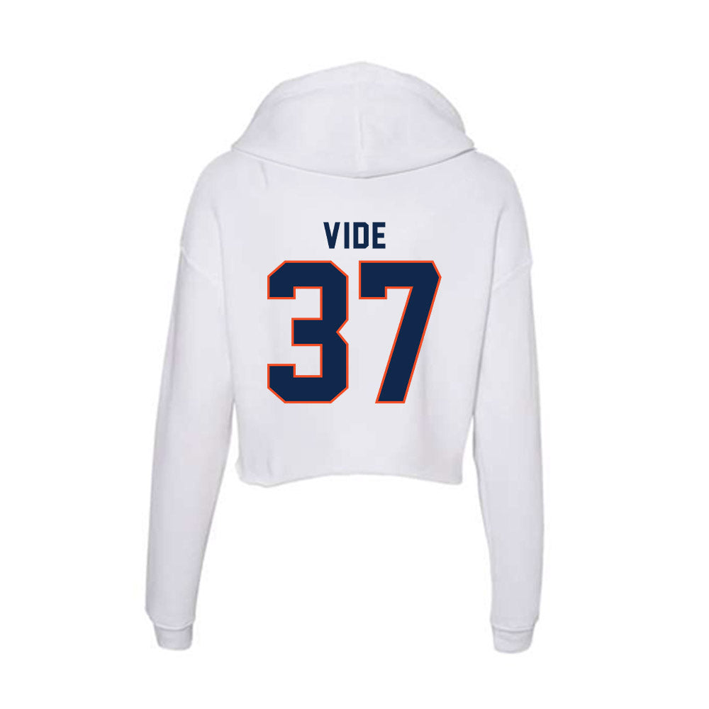 Virginia - NCAA Men's Basketball : Jan Vide - Women's Crop Fleece Hooded Sweatshirt-1
