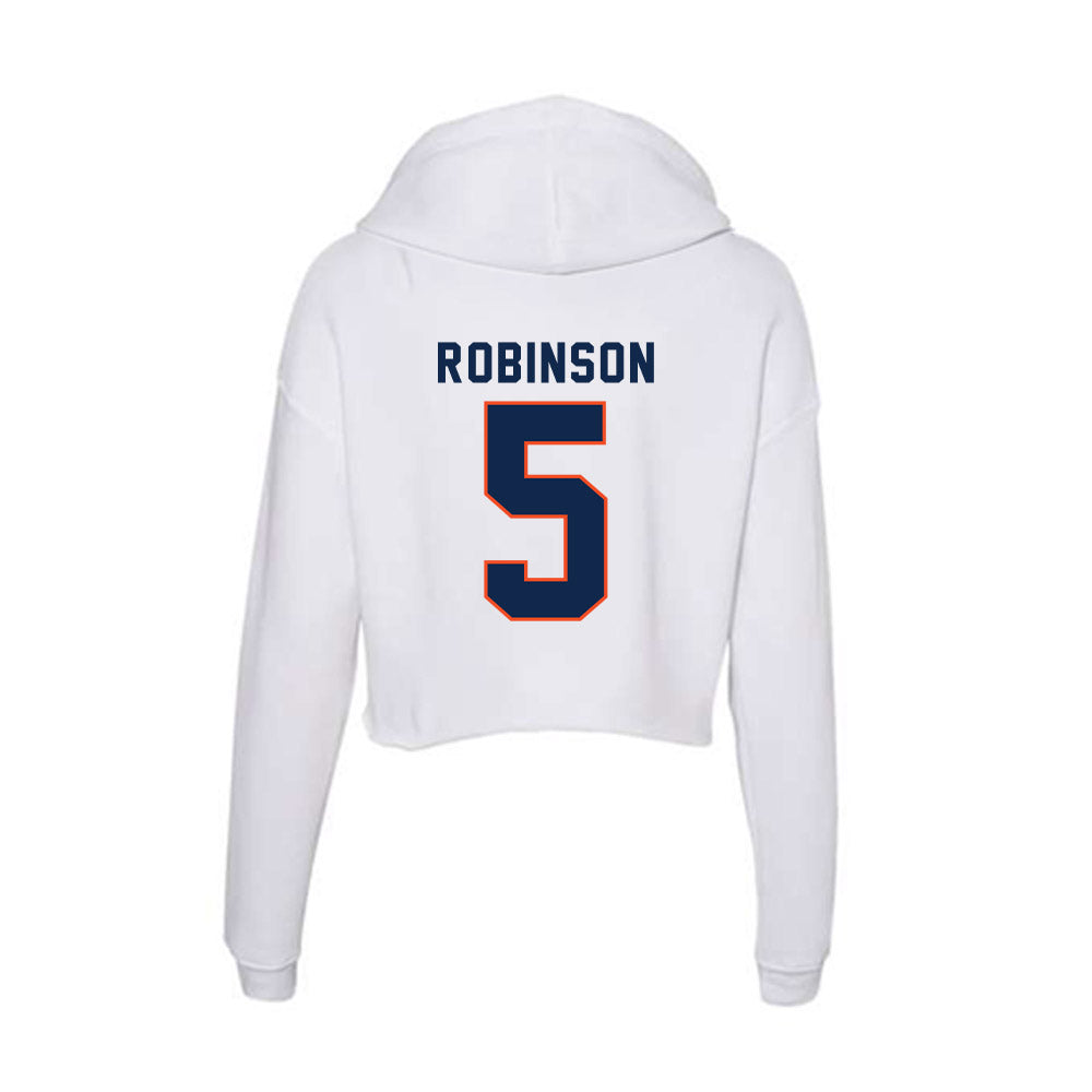 Virginia - NCAA Football : Kam Robinson - Women's Crop Fleece Hooded Sweatshirt-1