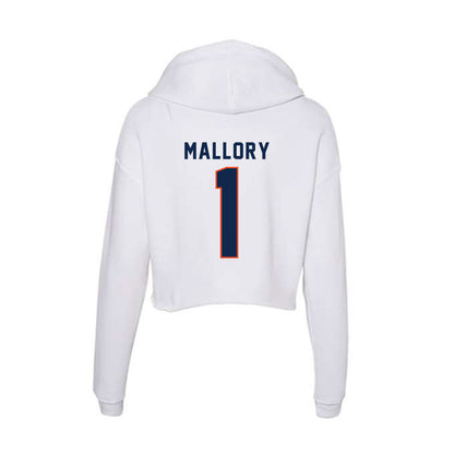 Virginia - NCAA Men's Basketball : Chance Mallory - Women's Crop Fleece Hooded Sweatshirt-1