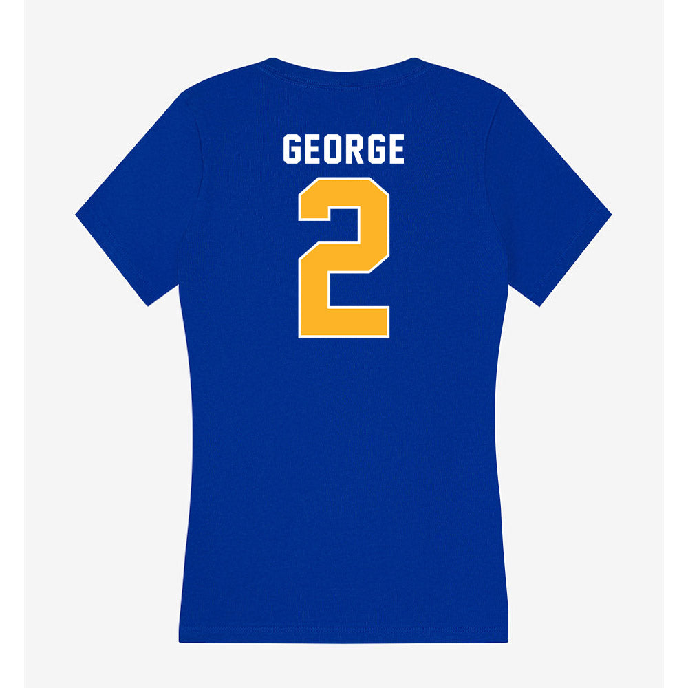 Pittsburgh - NCAA Men's Basketball : Naithan George - Women's V-Neck T-Shirt-1