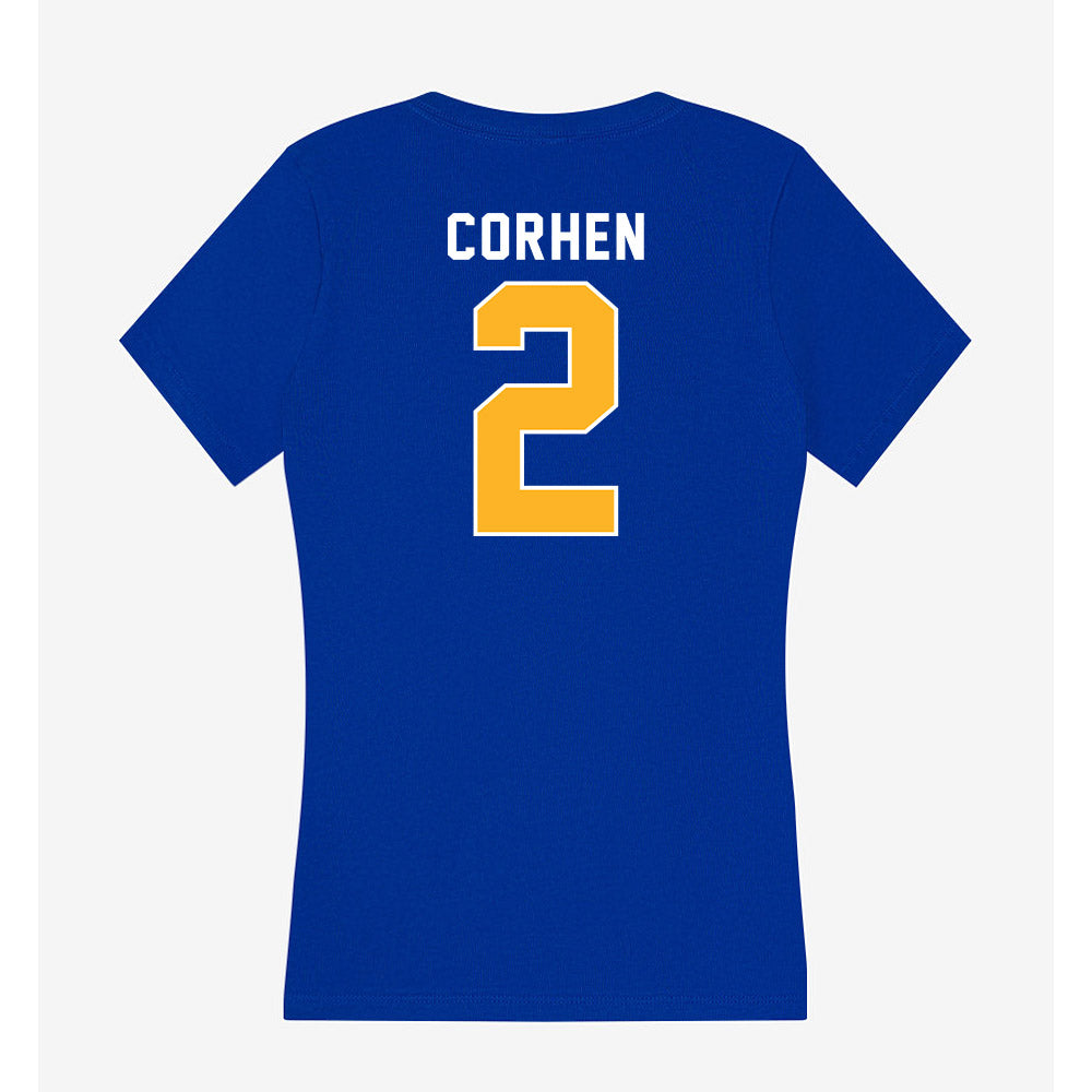 Pittsburgh - NCAA Men's Basketball : Cameron Corhen - Women's V-Neck T-Shirt-1