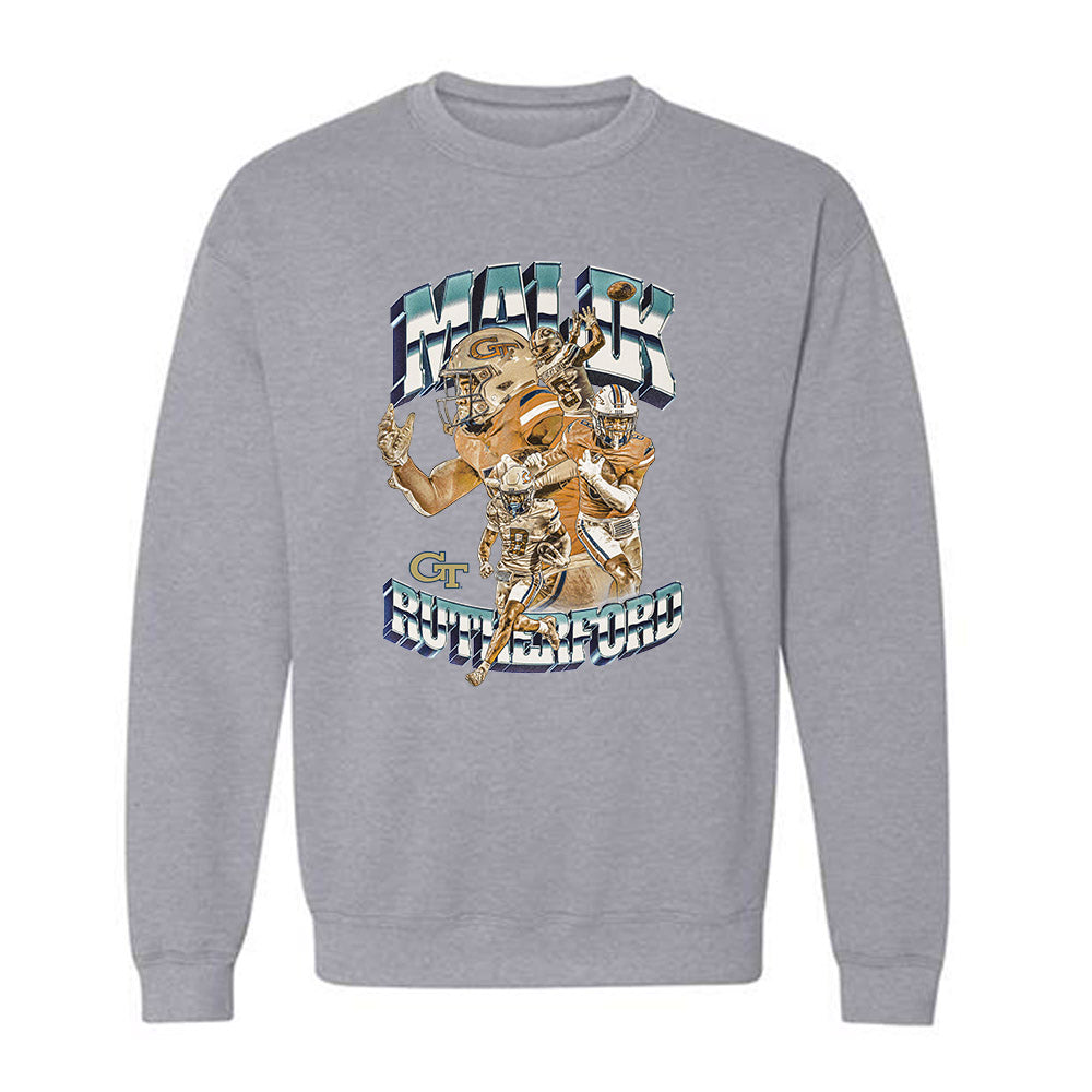Georgia Tech - NCAA Football : Malik Rutherford - Player Collage Crewneck Sweatshirt