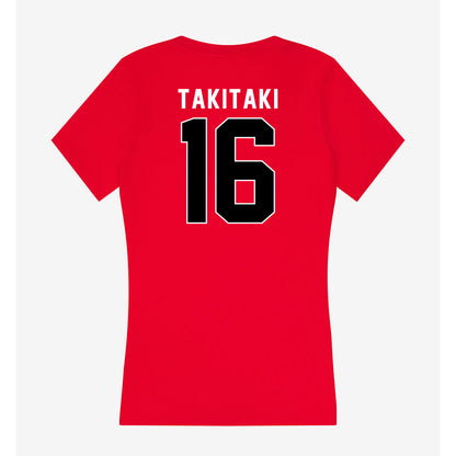 Utah - NCAA Football : Penisimani Takitaki - Women's V-Neck T-Shirt-1