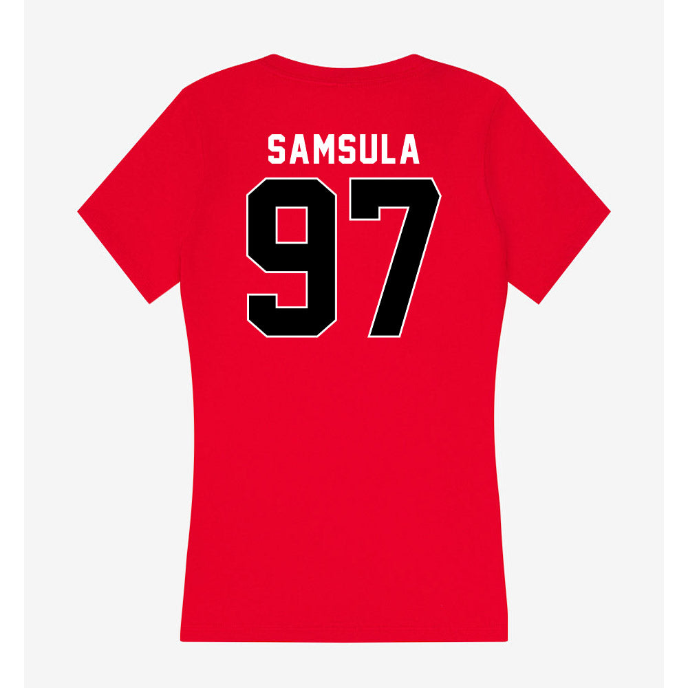 Utah - NCAA Football : Lucas Samsula - Women's V-Neck T-Shirt-1