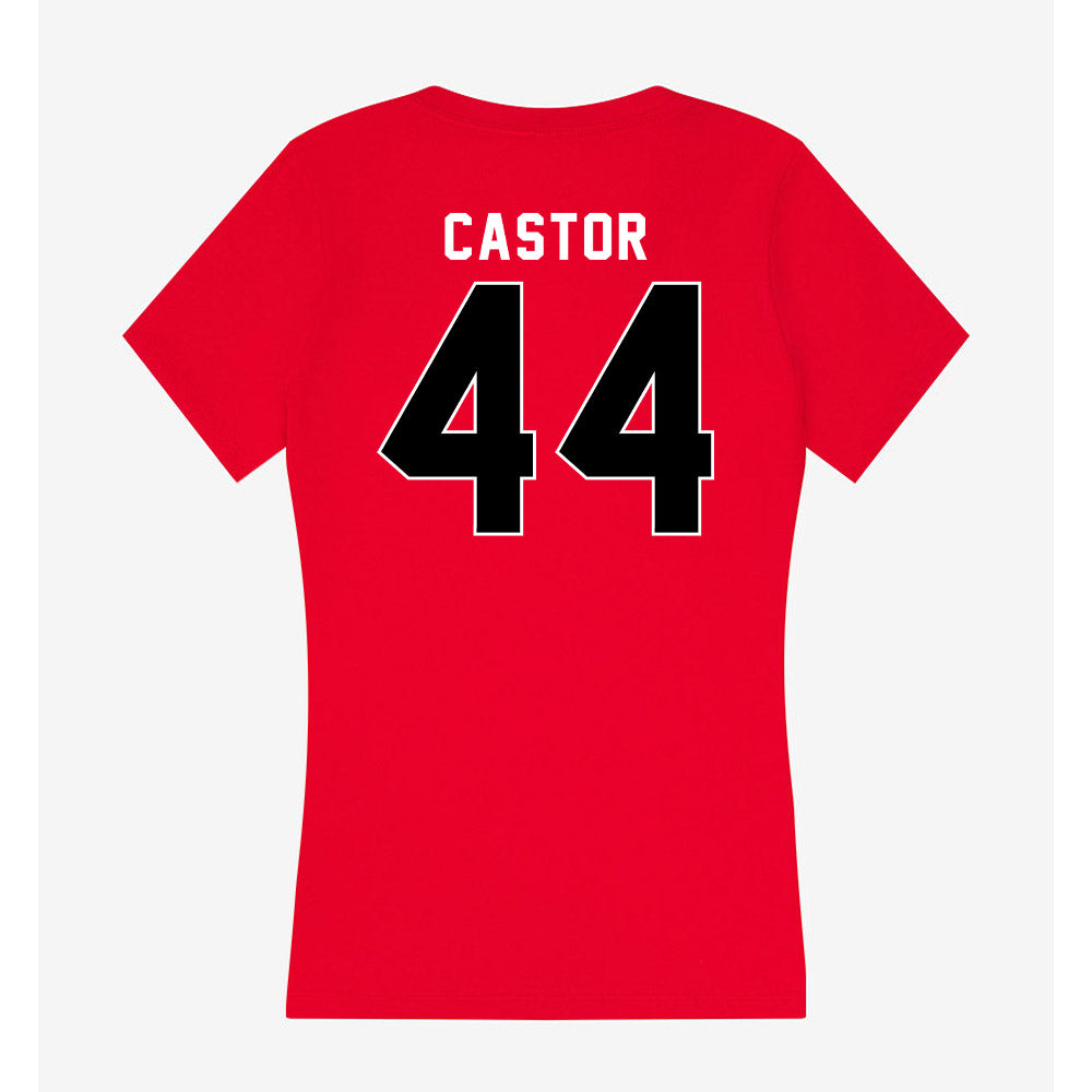 Utah - NCAA Football : Logan Castor - Women's V-Neck T-Shirt-1