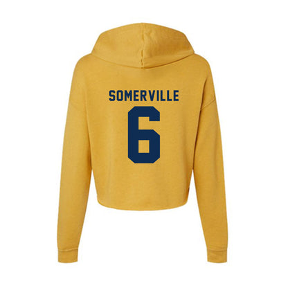 West Virginia - NCAA Men's Basketball : Martin Somerville - Women's Crop Fleece Hooded Sweatshirt-1