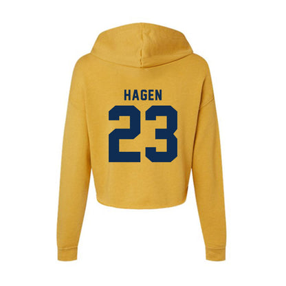 West Virginia - NCAA Baseball : David Hagen - Women's Crop Fleece Hoodie-1
