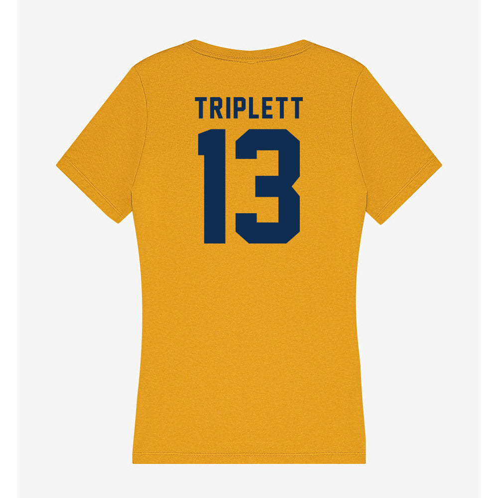 West Virginia - NCAA Football : Kedrick Triplett - Women's V-Neck T-Shirt-1
