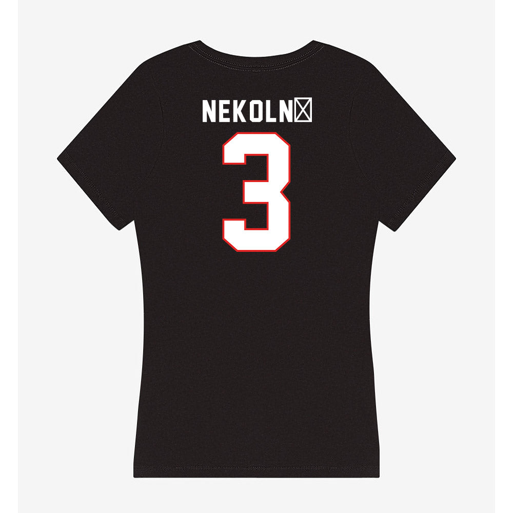 Texas Tech - NCAA Women's Basketball : Julie Nekoln� - Women's V-Neck T-Shirt-1