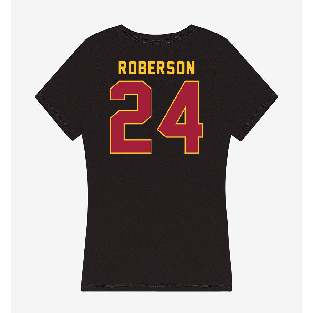 USC - NCAA Women's Lacrosse : Asjia Roberson - Women's V-Neck T-Shirt-1