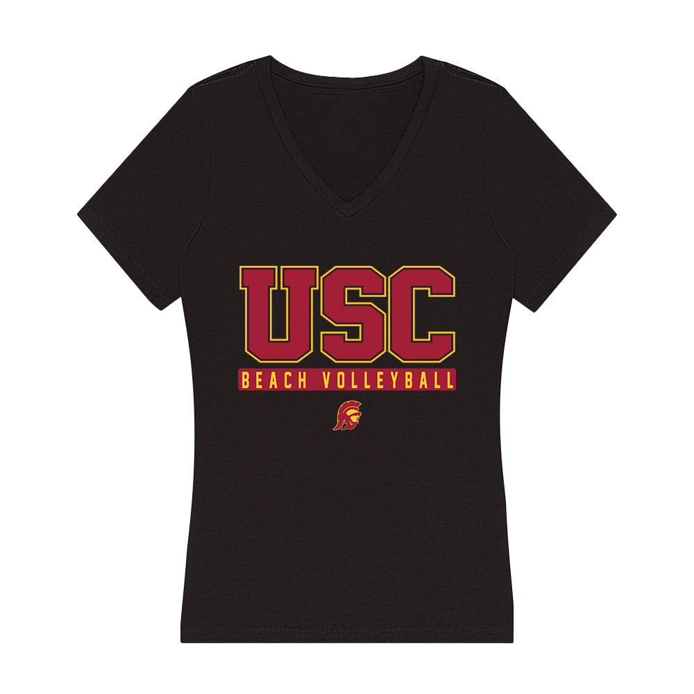 USC - NCAA Beach Volleyball : Ashley Pater - Women's V-Neck T-Shirt-0
