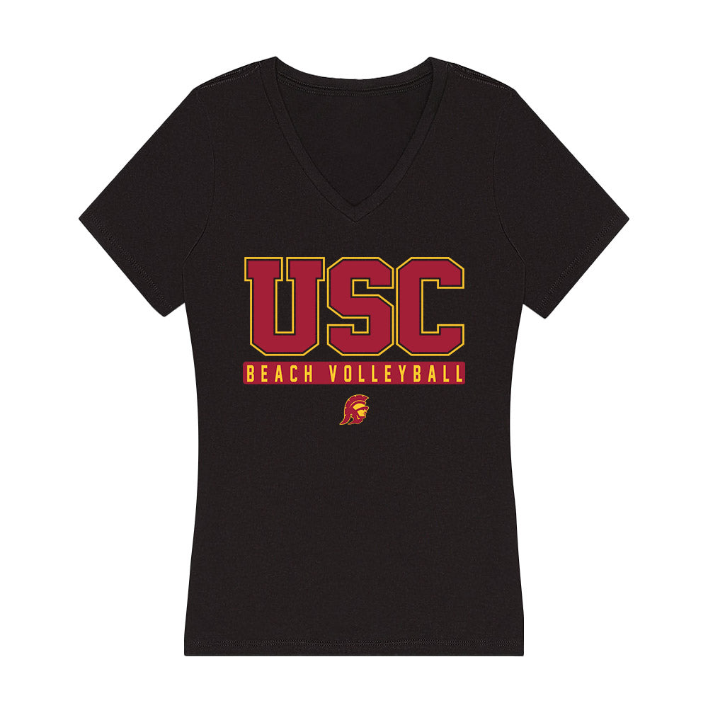 USC - NCAA Beach Volleyball : Kerry Keefe - Women's V-Neck T-Shirt-0