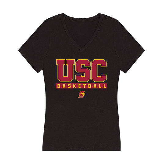 USC - NCAA Women's Basketball : Pania Davis - Women's V-Neck T-Shirt-0