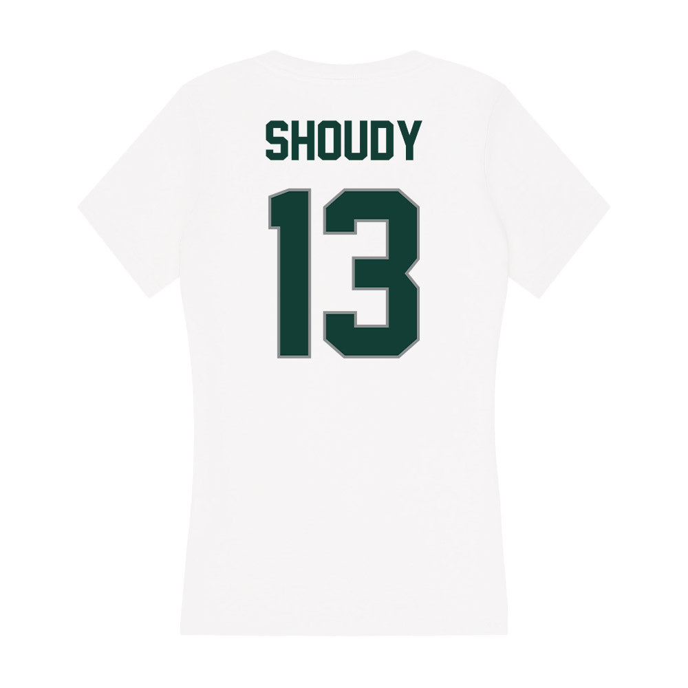 Michigan State - NCAA Men's Ice Hockey : Tiernan Shoudy - Women's V-Neck T-Shirt-1