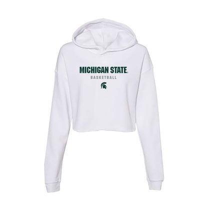 Michigan State - NCAA Men's Basketball : Brennan Walton - Women's Crop Fleece Hooded Sweatshirt-0
