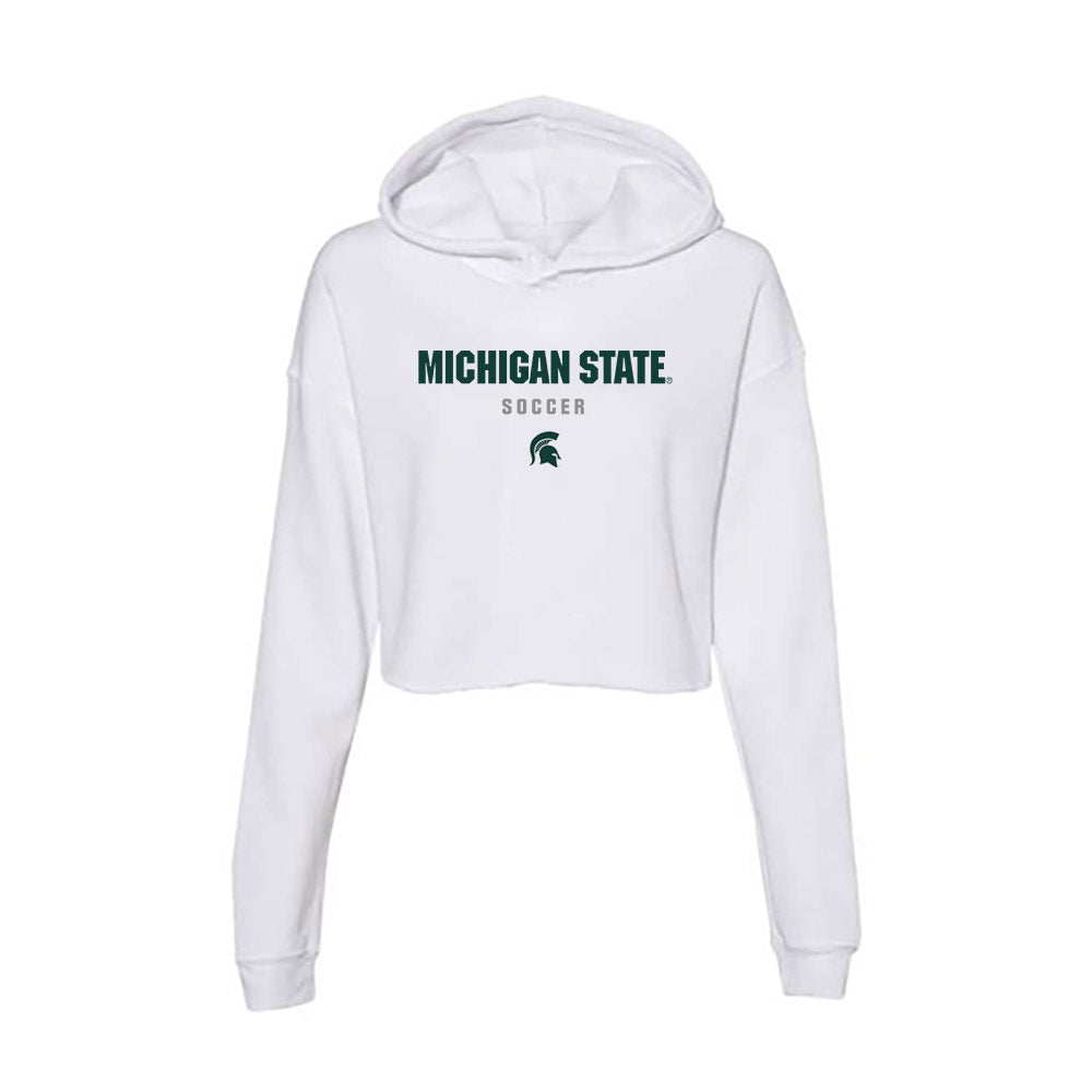 Michigan State - NCAA Men's Soccer : Mohamed Saad - Women's Crop Fleece Hooded Sweatshirt-0