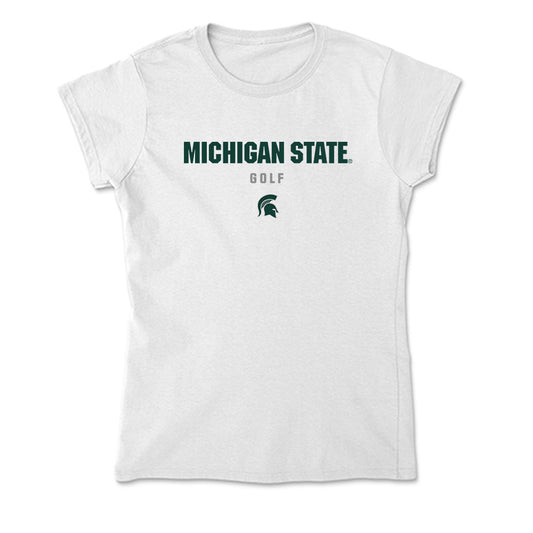 Michigan State - NCAA Men's Golf : Pierce Morrissey - Soft Style Women’s T-Shirt-0