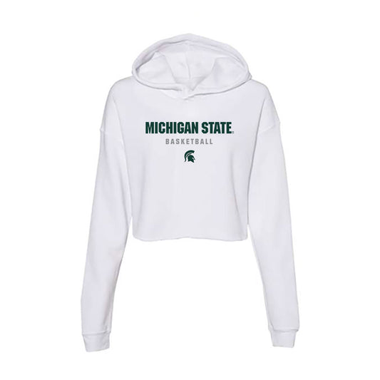 Michigan State - NCAA Men's Basketball : Carlos Medlock jr - Women's Crop Fleece Hooded Sweatshirt-0