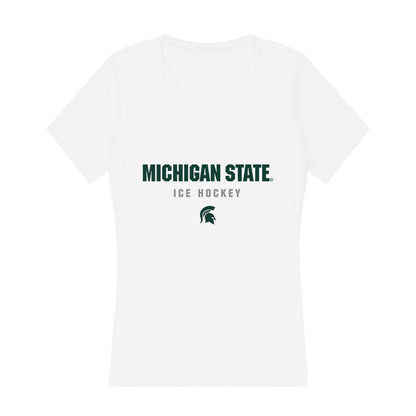 Michigan State - NCAA Men's Ice Hockey : Tiernan Shoudy - Women's V-Neck T-Shirt-0