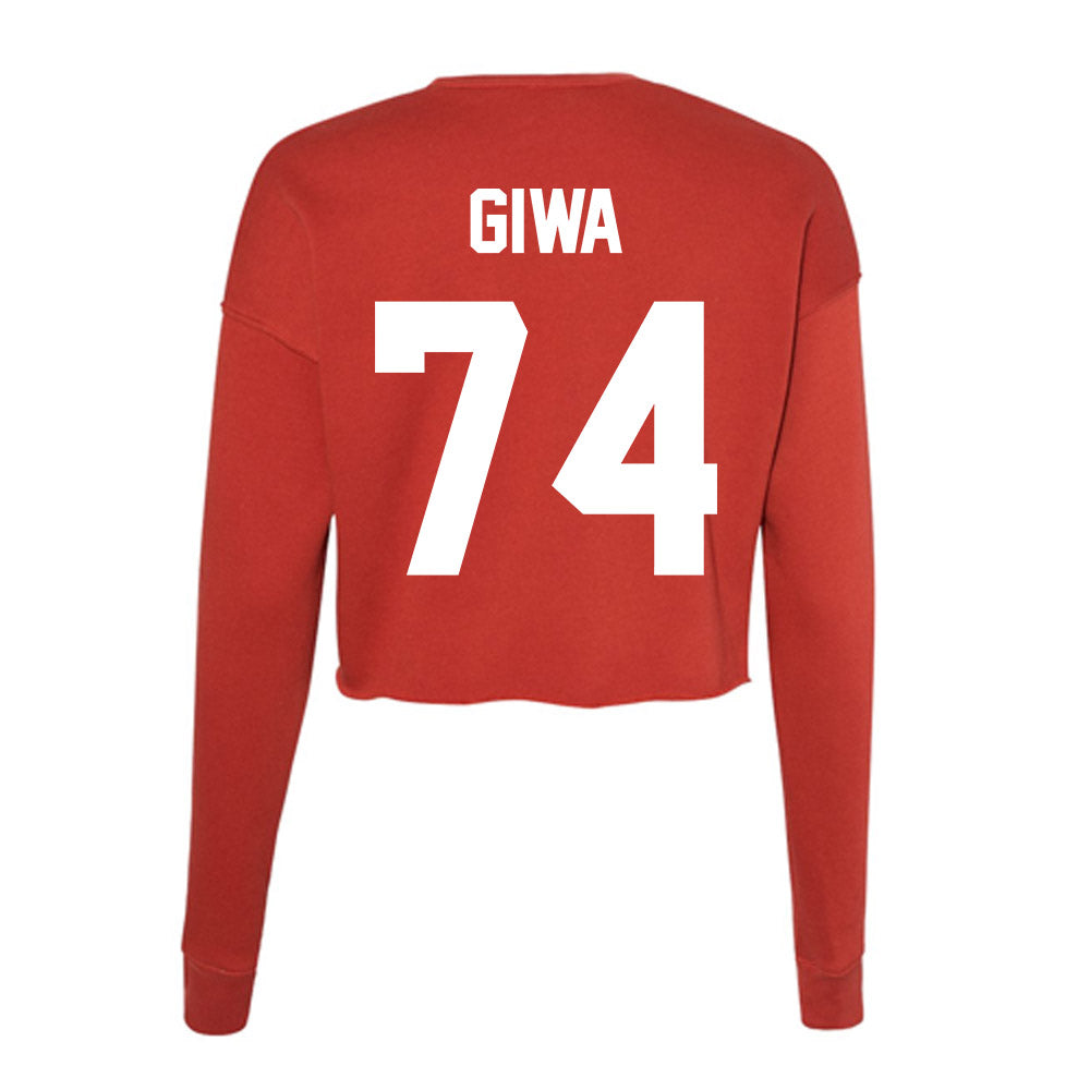 Rutgers - NCAA Football : Moshood Giwa - Women's Cropped Crew Fleece-1