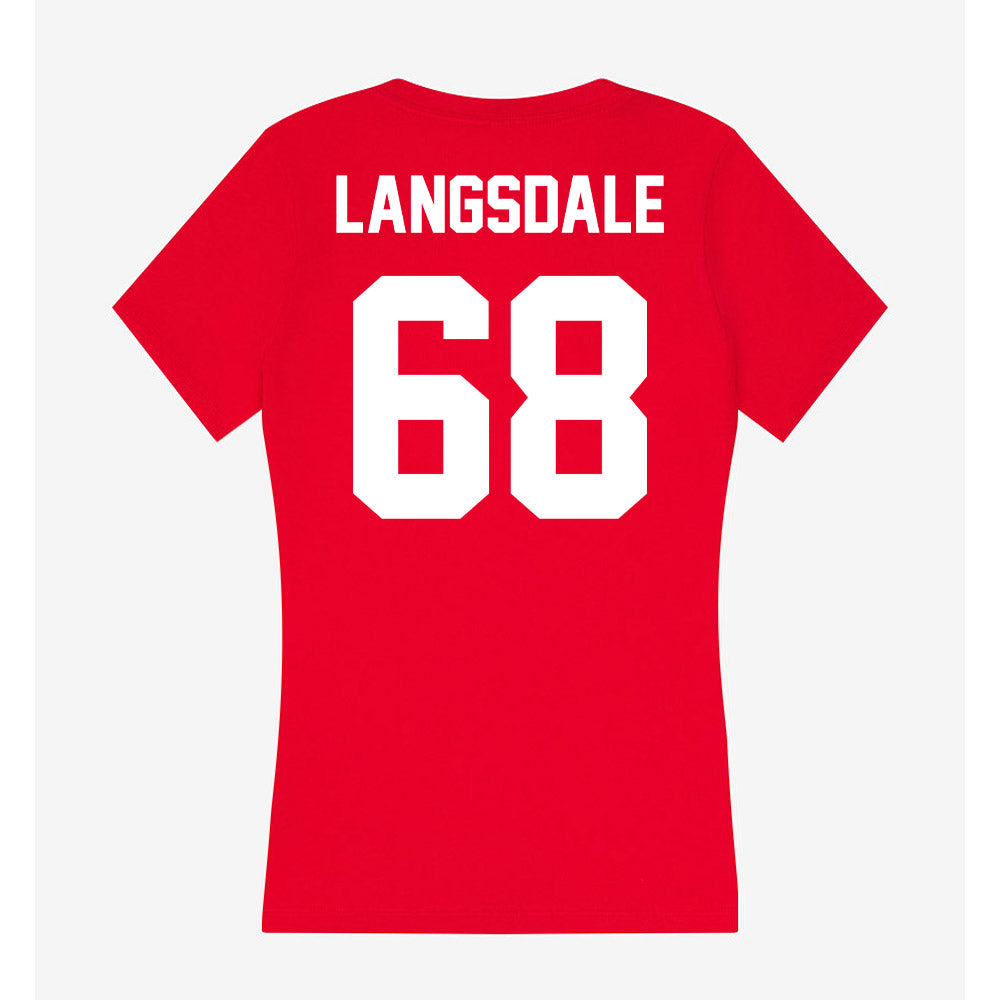 Rutgers - NCAA Football : Ryder Langsdale - Women's V-Neck T-Shirt-1
