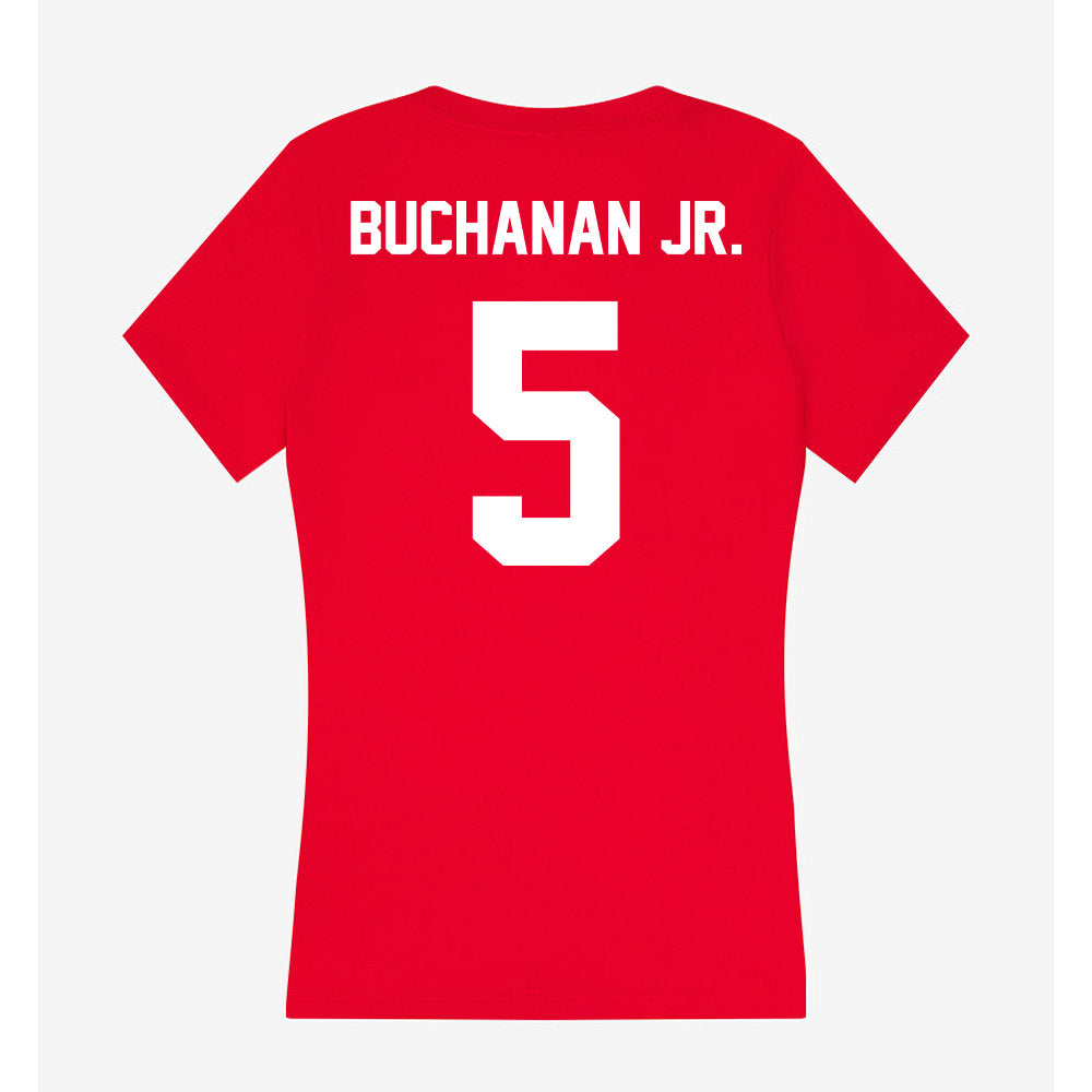 Rutgers - NCAA Men's Basketball : Darren Buchanan Jr. - Women's V-Neck T-Shirt-1
