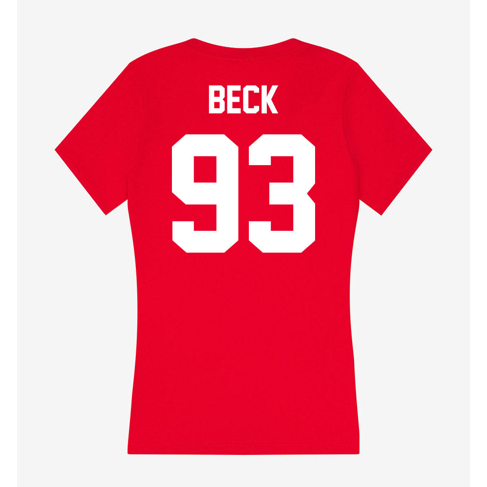 Rutgers - NCAA Football : Reece Beck - Women's V-Neck T-Shirt-1