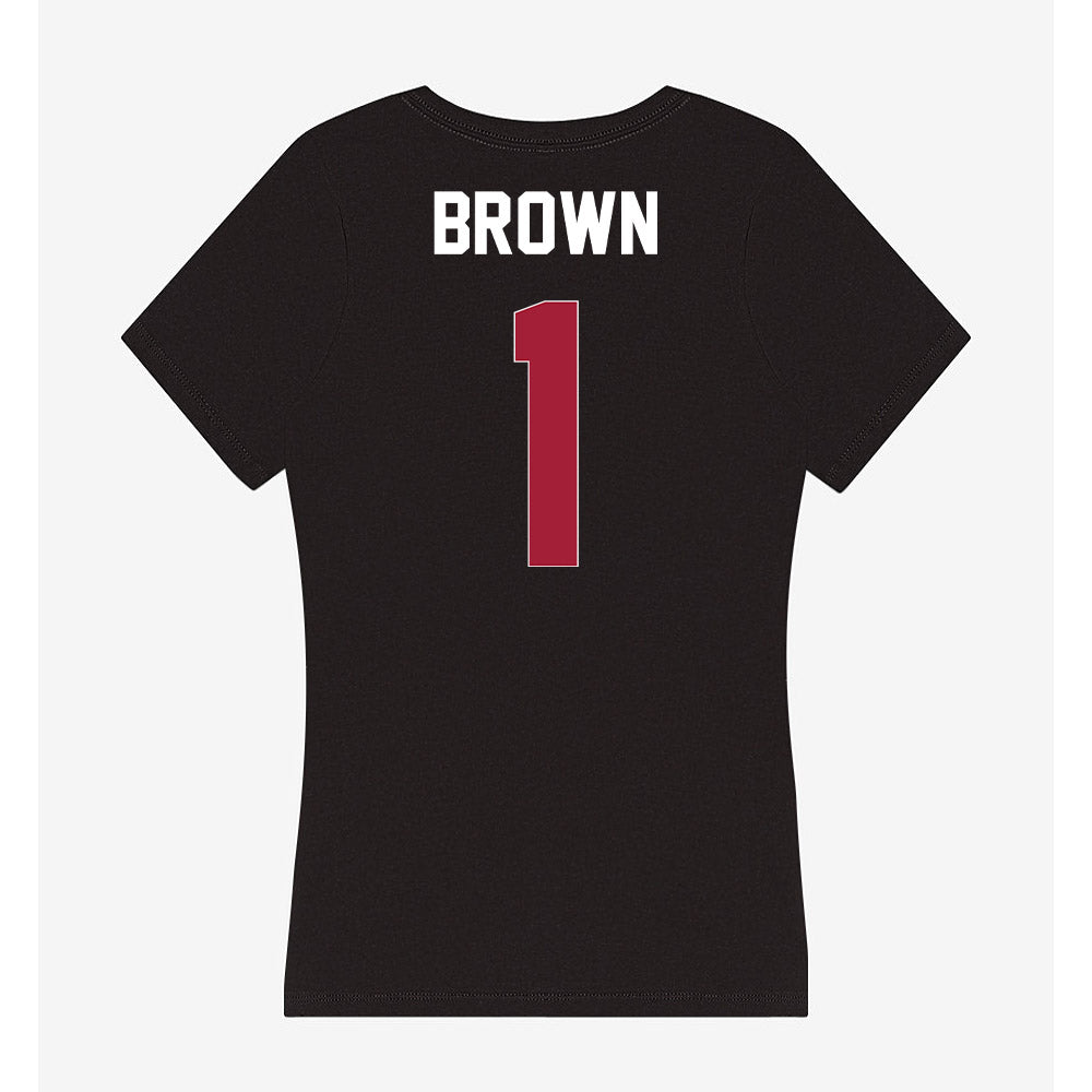 Oklahoma - NCAA Men's Basketball : Xzayvier Brown - Women's V-Neck T-Shirt-1