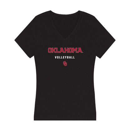 Oklahoma - NCAA Women's Volleyball : Halle Delince - Women's V-Neck T-Shirt-0