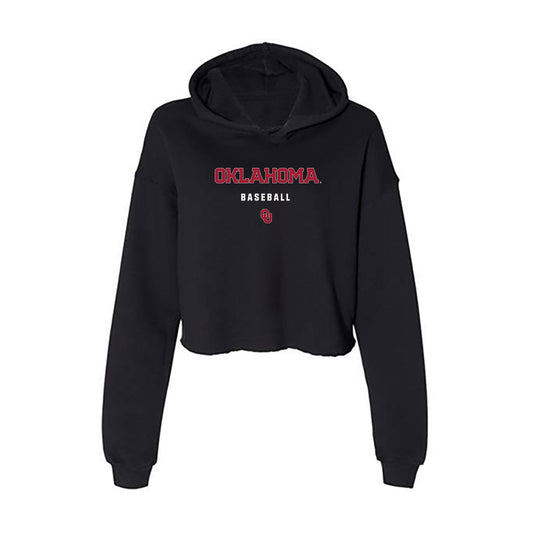 Oklahoma - NCAA Baseball : Noah Bentley - Women's Crop Fleece Hooded Sweatshirt-0