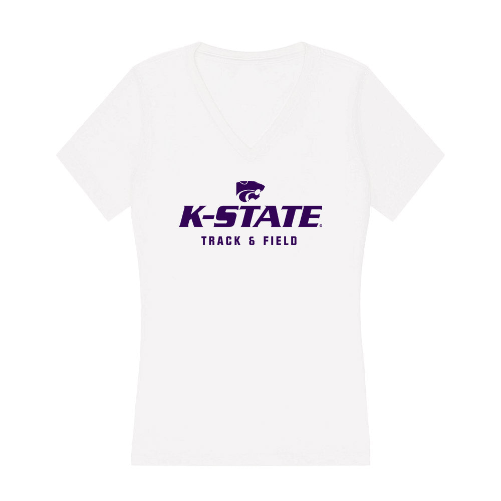 Kansas State - NCAA Men's Track & Field : Riley Marx - Women's V-Neck T-Shirt-0