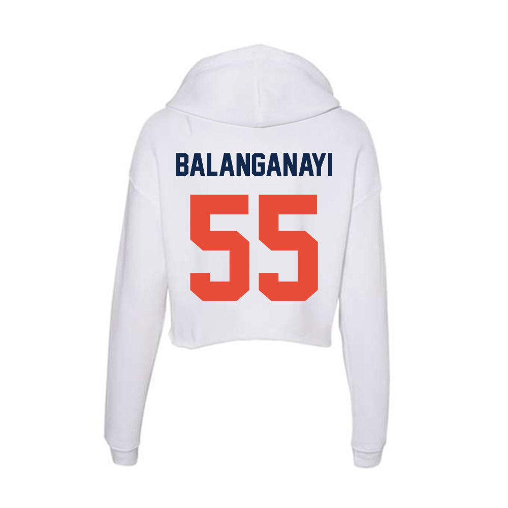 Illinois - NCAA Football : Tony Balanganayi - Women's Crop Fleece Hoodie-1