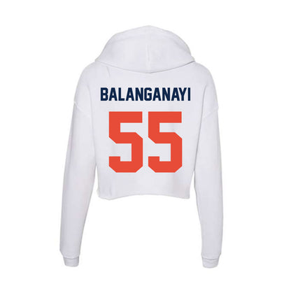 Illinois - NCAA Football : Tony Balanganayi - Women's Crop Fleece Hoodie-1