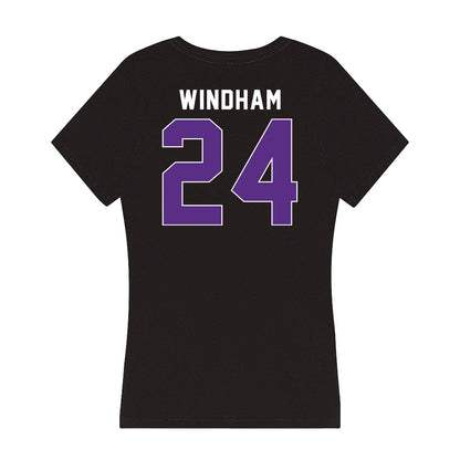 Northwestern - NCAA Men's Basketball : KJ Windham - Women's V-Neck T-Shirt-1
