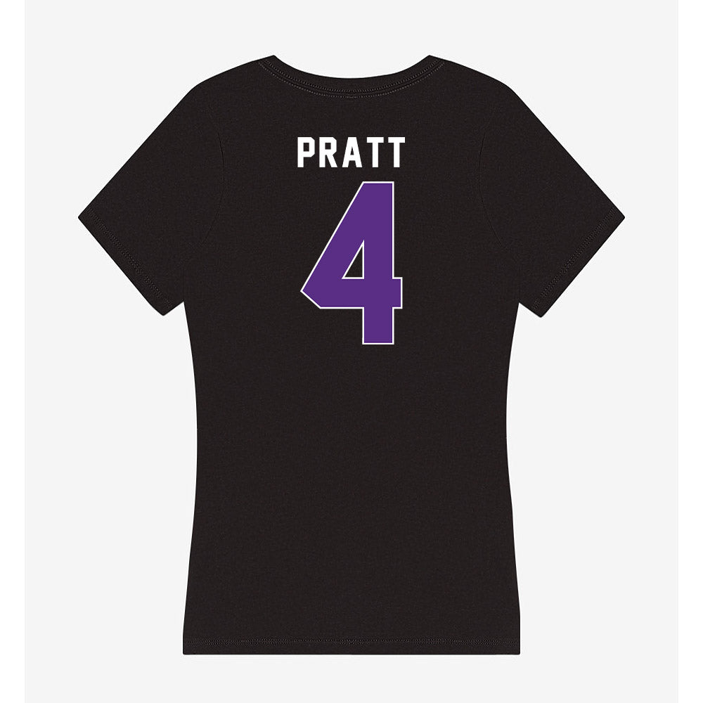 Northwestern - NCAA Men's Basketball : LA Pratt - Women's V-Neck T-Shirt-1