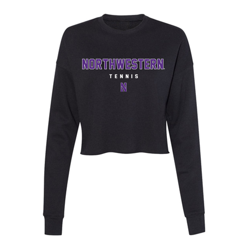 Northwestern - NCAA Men's Tennis : Vincent Yang - Women's Cropped Crew Fleece-0