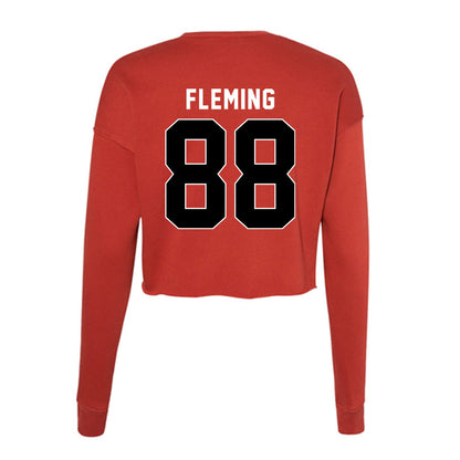 Houston - NCAA Football : Xavier Fleming - Women's Cropped Crew Fleece-1