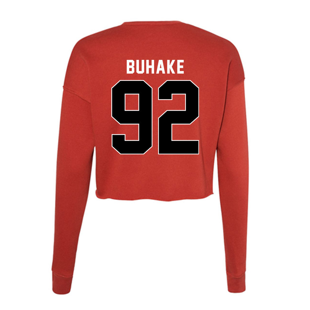 Houston - NCAA Football : Travis Buhake - Women's Cropped Crew Fleece-1