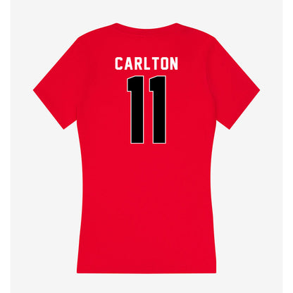 Houston - NCAA Women's Basketball : Justice Carlton - Women's V-Neck T-Shirt-1