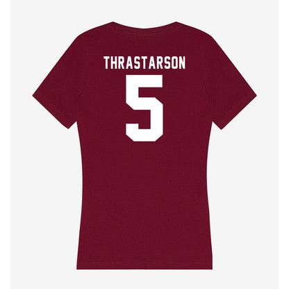 WSU - NCAA Men's Basketball : Tomas Thrastarson - Women's V-Neck T-Shirt-1
