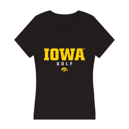 Iowa - NCAA Men's Golf : Jack McCarty - Women's V-Neck T-Shirt-0