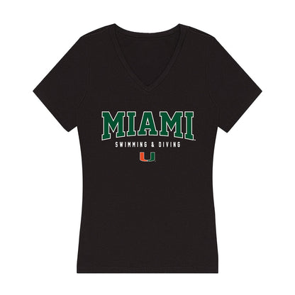 Miami - NCAA Women's Swimming & Diving : Carly Lahr - Women's V-Neck T-Shirt-0